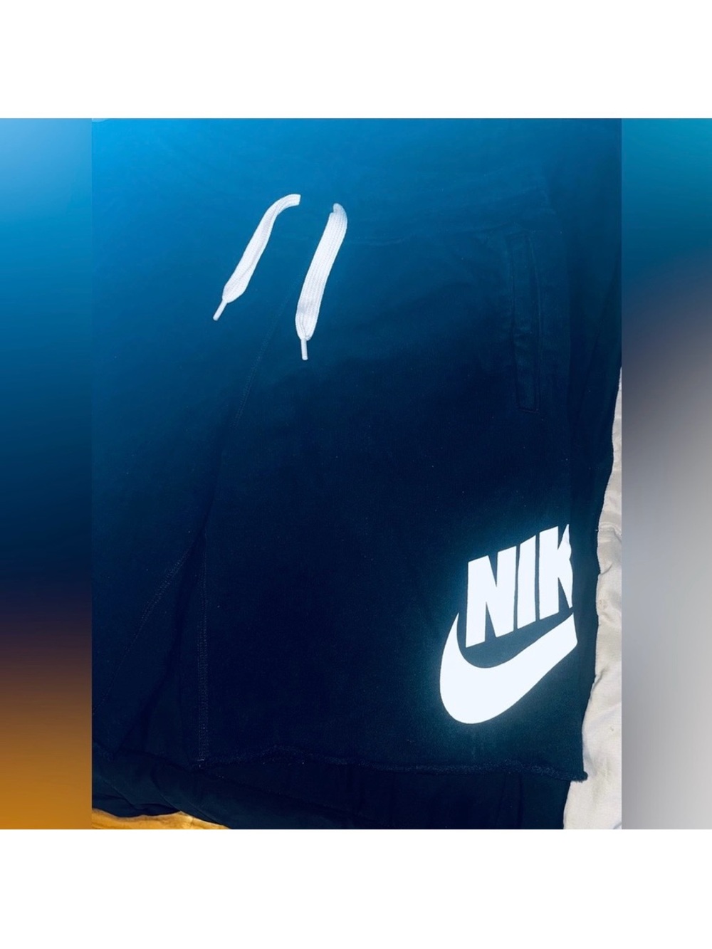 Nike Fleece Black & White Sweatpants Shorts Men’s Size Medium - Picture 2 of 6
